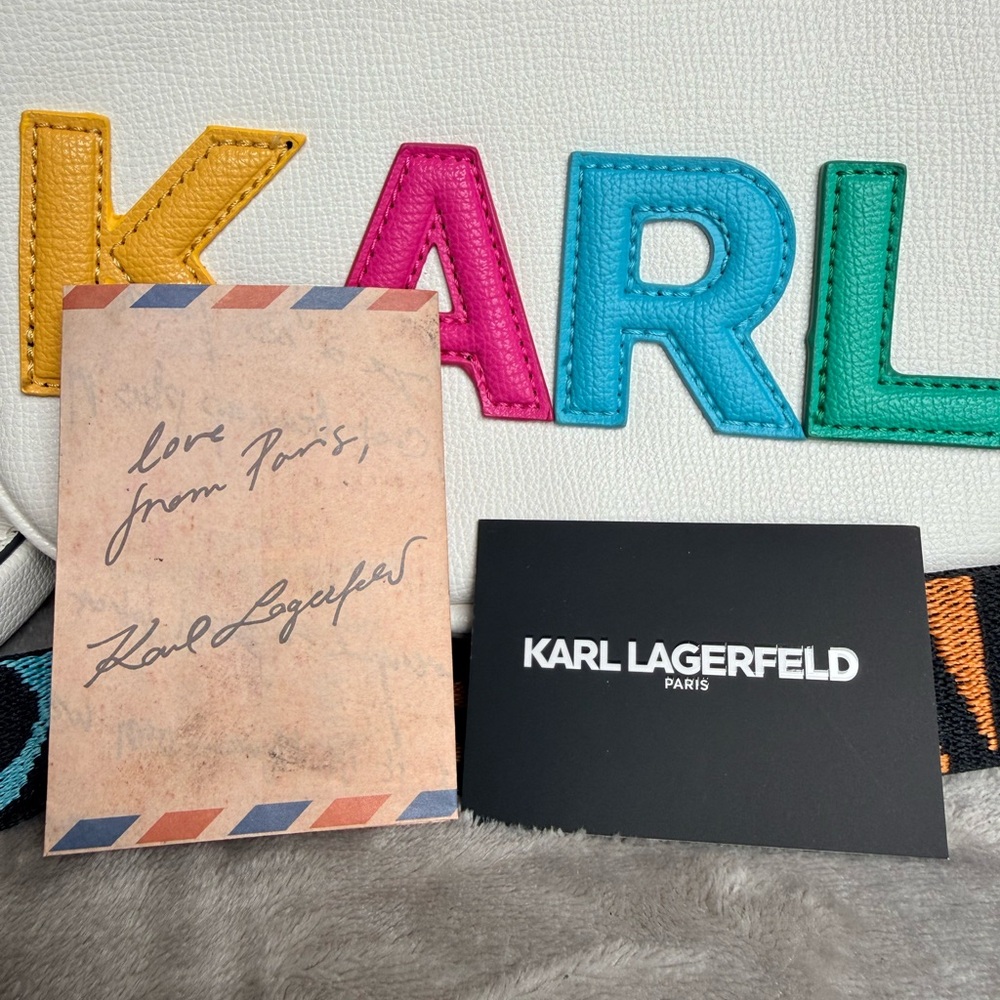 🕶️ Karl Lagerfeld Paris Maybelle Logo Camera Bag – White  NWOT w/ coin pouch - Picture 7 of 13